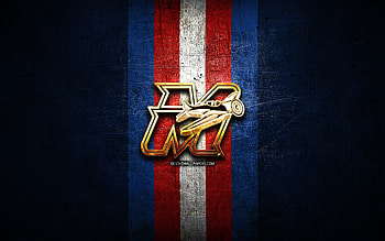 Melbourne Aces, golden logo, ABL, blue metal background, australian baseball team, Melbourne Aces logo, baseball, Australian Baseball League HD wallpaper