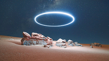 Starry Desert Light Ring HD wallpaper