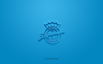 Chicoutimi Sagueneens, creative 3D logo, blue background, QMJHL, Canadian hockey team, Quebec, Canada, 3d art, hockey, Chicoutimi Sagueneens 3d logo HD wallpaper