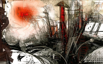 Abstract, Building, Structure, Drawing, , Paints HD wallpaper