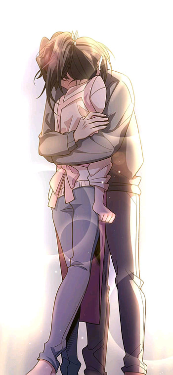 Anime Boy & Anime Girl, art, human_leg, anime_girl, anime_boy, hugging HD phone wallpaper