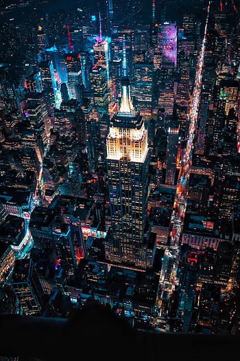 Cities, Building, Lights, View From Above, Dark, Night City, Megapolis, Megalopolis HD phone wallpaper