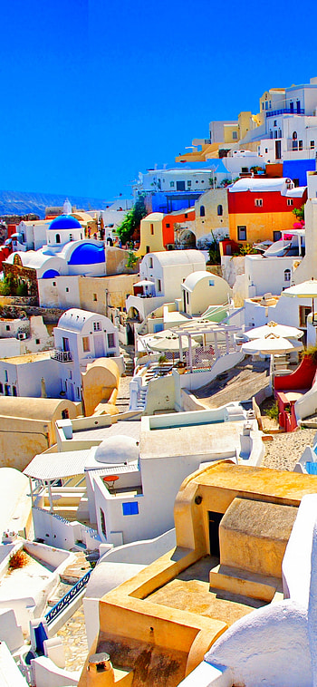 Man-made marvels, Architectural wonder, Greek island heritage, Santorini's allure HD phone wallpaper