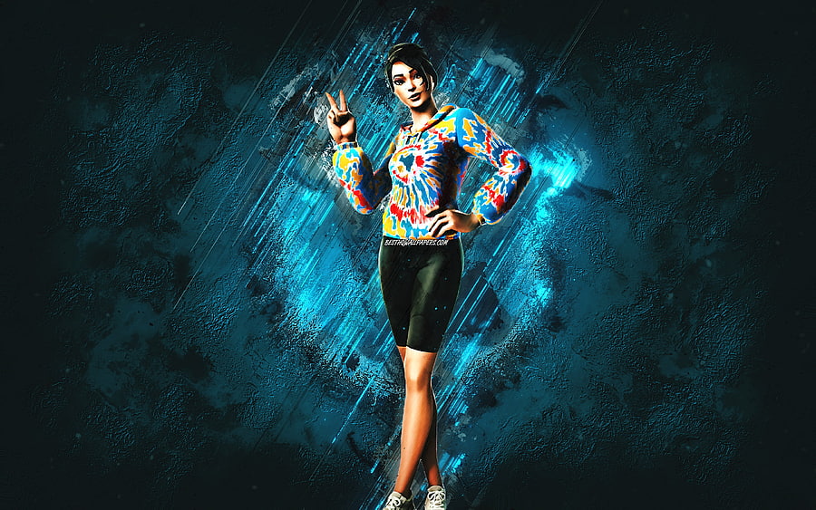 Fortnite Color Crush Skin, Fortnite, main characters, blue stone background, Color Crush, Fortnite skins, Color Crush Skin, Color Crush Fortnite, Fortnite characters HD wallpaper