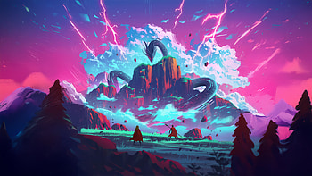 Heroes Warriors Faces The Storm Dragon, artist, art, digital-art, clouds, dragon, purple, sky, mountains, warrior, artwork HD wallpaper