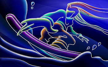 3D neon colorful, colorful, neon, surfer, color HD wallpaper