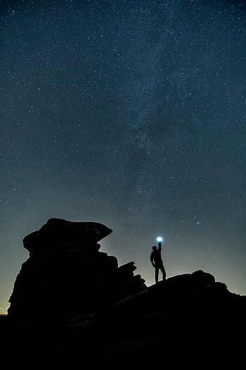 Rocks, Dark, Silhouette, Starry Sky, Spectral HD phone wallpaper