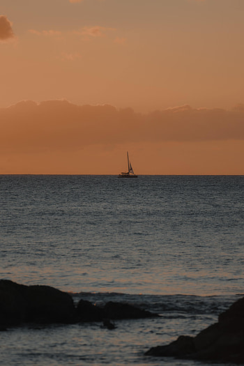 Nature, Water, Sea, Twilight, Horizon, Dusk, Boat HD phone wallpaper