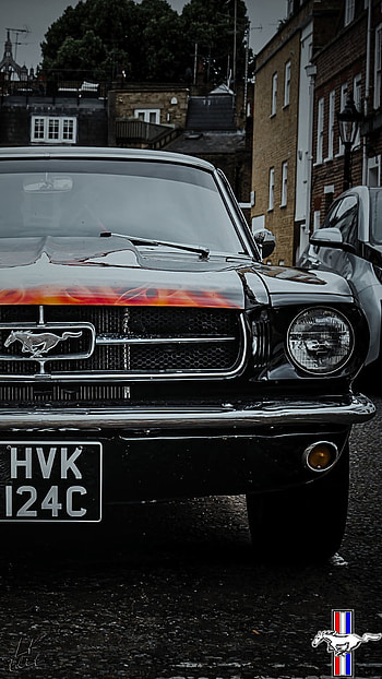 Mustang Retro Fire, retro, Ford Mustang, vehicle HD phone wallpaper