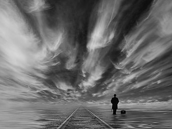 Unknown, tracks, sky, art, man HD wallpaper