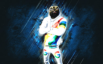 Fortnite Google Doggo Skin, Fortnite, main characters, blue stone background, Google Doggo, Fortnite skins, Google Doggo Skin, Google Doggo Fortnite, Fortnite characters HD wallpaper