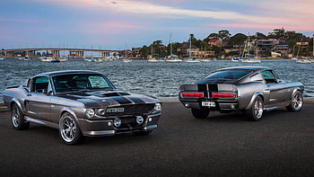 Preview ford, mustang, silver, sea HD wallpaper