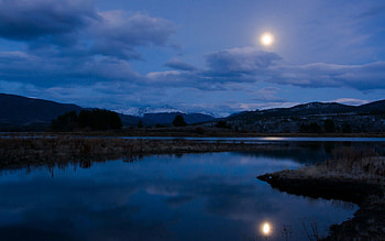 Nature, Rivers, Sky, Mountains, Night, Lake HD wallpaper