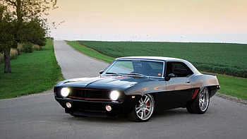 1969-Roadster-Shop-Chevrolet-Camaro, Bowtie, Black, Classic, GM HD wallpaper