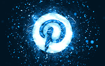 Pinterest blue logo, , blue neon lights, creative, blue abstract background, Pinterest logo, social network, Pinterest HD wallpaper