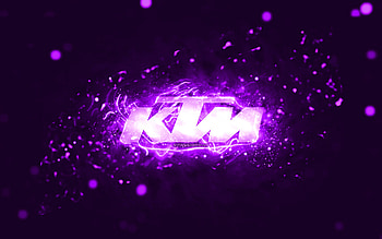 KTM violet logo, , violet neon lights, creative, violet abstract background, KTM logo, brands, KTM HD wallpaper