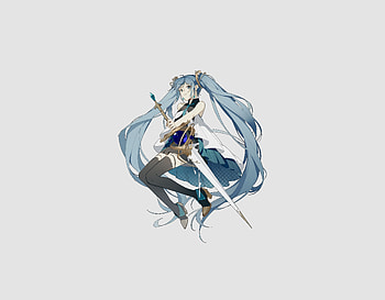 Minimal, Hatsune Miku with sword, artwork HD wallpaper