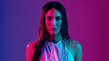 Megan Fox, closeup, brunette, halter top, actress, studio HD wallpaper