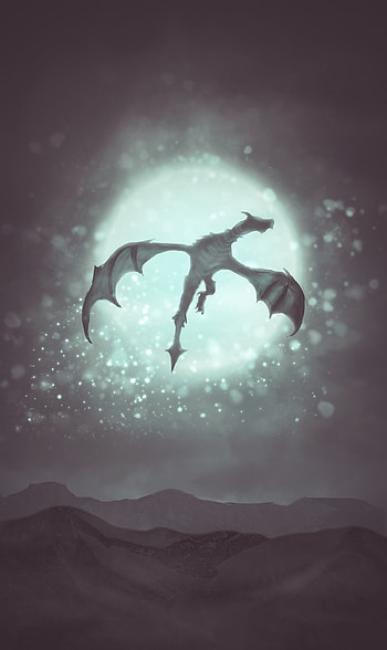 Art, Moon, Glare, Dragon, Fiction, That's Incredible HD phone wallpaper