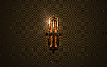 Lincoln golden logo, artwork, brown metal background, Lincoln emblem, creative, Lincoln logo, brands, Lincoln HD wallpaper
