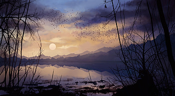 Digital Painting Lake Landscape Nature, digital-art, lake, landscape, nature, deviantart HD wallpaper