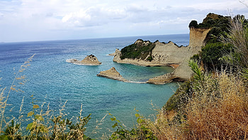 Cape Drastis, Corfu, Greece, island, mediterranean, sea, coast, rocks HD wallpaper