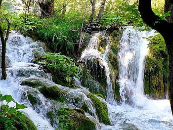 Waterfalls in Plitvice Lakes National Park, Croatia, falls, trees, forest, park HD wallpaper