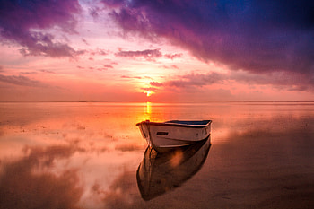 Boat Sea Sunset, boat, sunset, sea, nature, graphy HD wallpaper