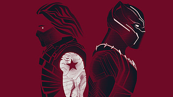 Halftone Heroes Winter Soldier Black Panther, winter-solider, black-panther, superheroes, behance HD wallpaper