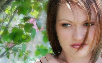 Pretty Girl, trees, feminine, girl, female, wioman HD wallpaper