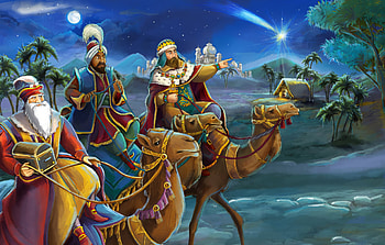 Star-Lit Journey of the Magi — Holiday Illustration of the Three Kings, Religious, Holiday, King, Illustration HD wallpaper