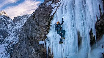 Frozen waterfalls in Slovenia, Ice climbing delights, Slovenian Alps, Outdoor adventures HD wallpaper