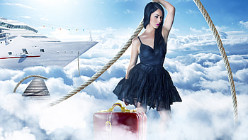 :), summer, boat, ship, girl, sky, vara, woman, cloud HD wallpaper
