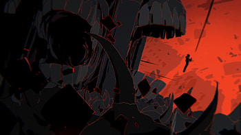 Crimson Maw - Lone Silhouette in the Abyss HD wallpaper