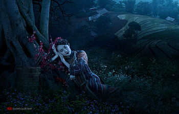 Sleeping beauty, night, model, duongquocdinh, girl, woman, dark, tree HD wallpaper