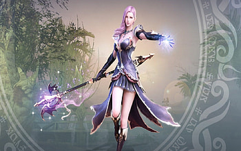Pink Hair Sorceress, magic, staff, pink hair, Sorceress HD wallpaper