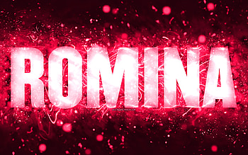 Happy Birtay Romina, , pink neon lights, Romina name, creative, Romina Happy Birtay, Romina Birtay, popular american female names, with Romina name, Romina HD wallpaper