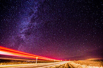 Stars, Night, Dark, Road, Starry Sky, Long Exposure HD wallpaper