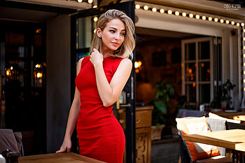 Model Holding Her Hair, red-dress, girls, model HD wallpaper