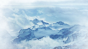 Snow Capped Mountains With Fog Winter Scenery Mountains HD wallpaper