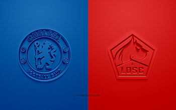 Chelsea FC vs LOSC Lille, 2022, UEFA Champions League, Eighth-finals, 3D logos, red blue background, Champions League, football match, 2022 Champions League, Chelsea FC, LOSC Lille HD wallpaper