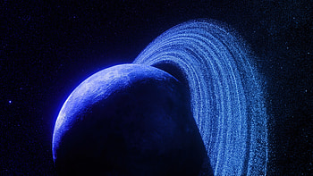 Blue planet with rings, fantasy HD wallpaper