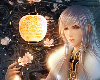 Handsome Guy, face, lantern, fantasy, man HD wallpaper