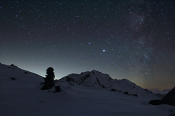 Nature, Night, Snow, Mountain, Dark, Starry Sky HD wallpaper
