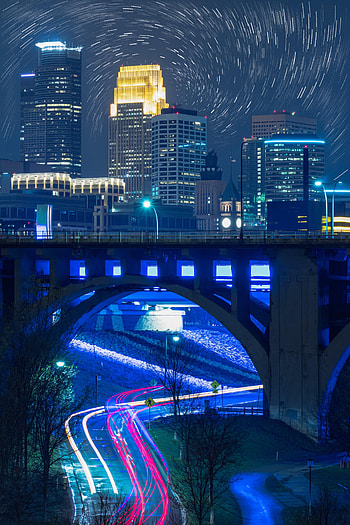 Cities, Night, City, Building, Lights, Road, Bridge HD phone wallpaper