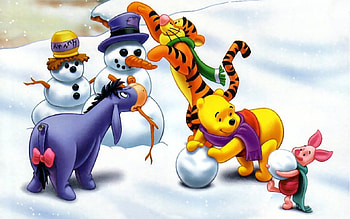 Winnie the Pooh, Piglet, snowmans, Tiger HD wallpaper