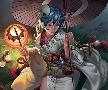 Fantasy girl, umbrella, parasol, tiandm, girl, fantasy, light, lantern, luminos, tian dm HD wallpaper