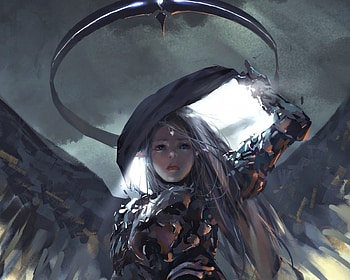 The light, wings, grey, art, girl, angel, woman, feather, fantasy, wlop, luminos HD wallpaper