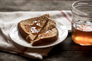 Food, Bank, Plate, Jar, Honey, Toast, Bread HD wallpaper