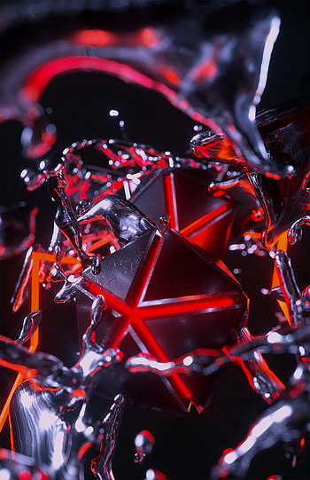 Shape, red, glowing boxes, compounds, abstract HD phone wallpaper